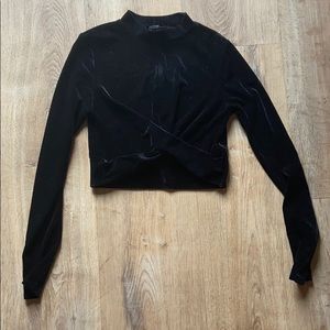 Black Turtle Neck Velvet Long Sleeved